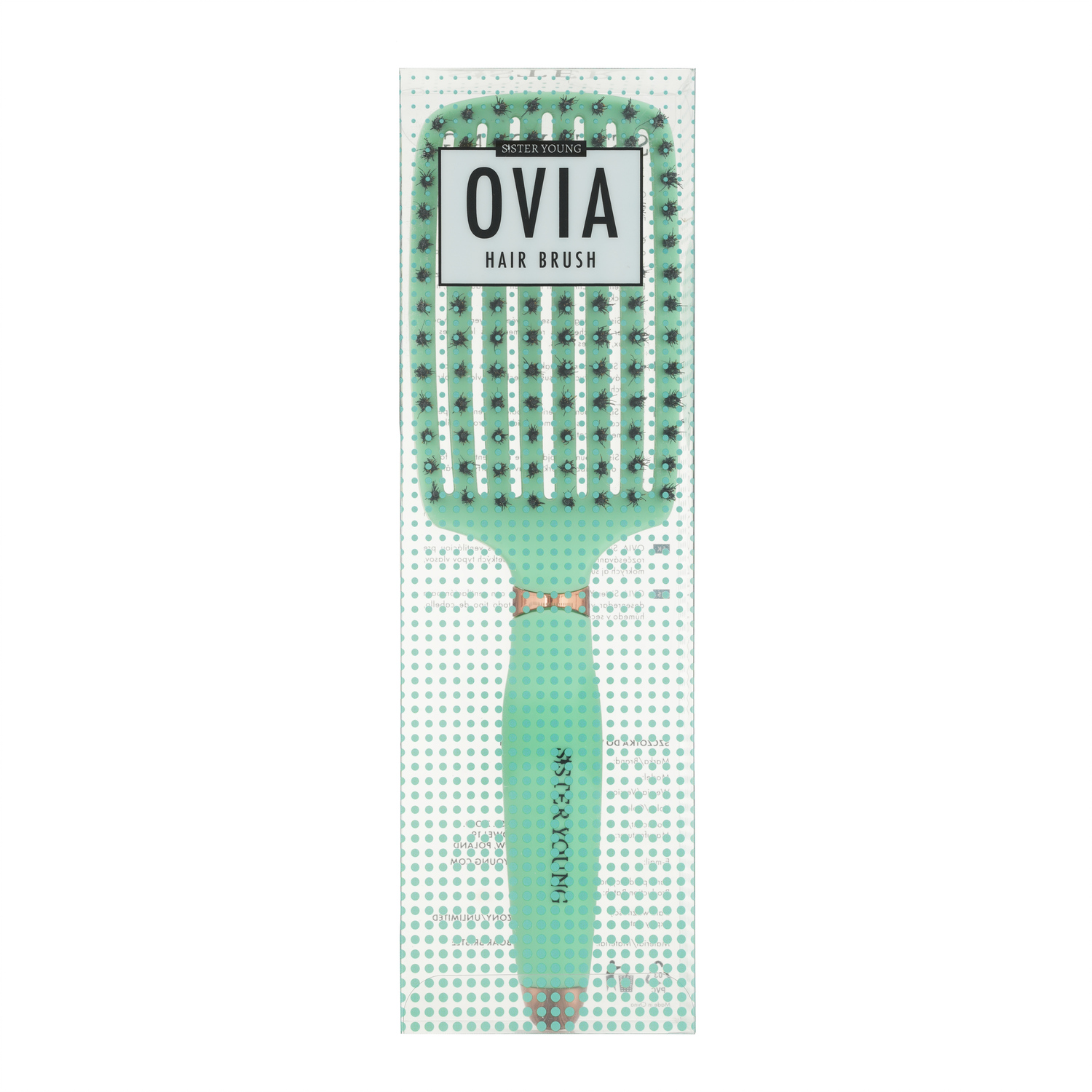 Miętowa szczotka OVIA Fresh Mint w opakowaniu Sister Young, widok z przodu