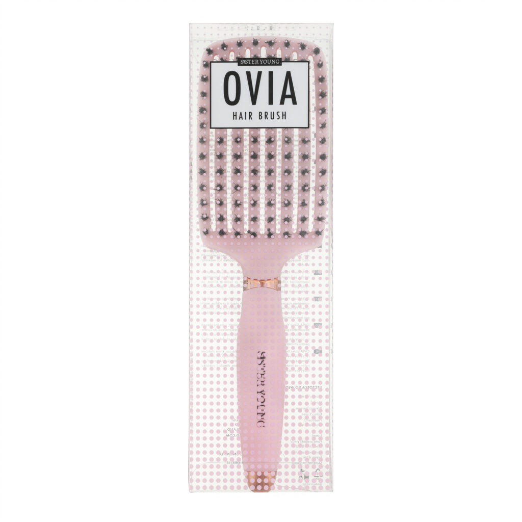 Sister Young OVIA Pink – różowa szczotka do włosów w opakowaniu