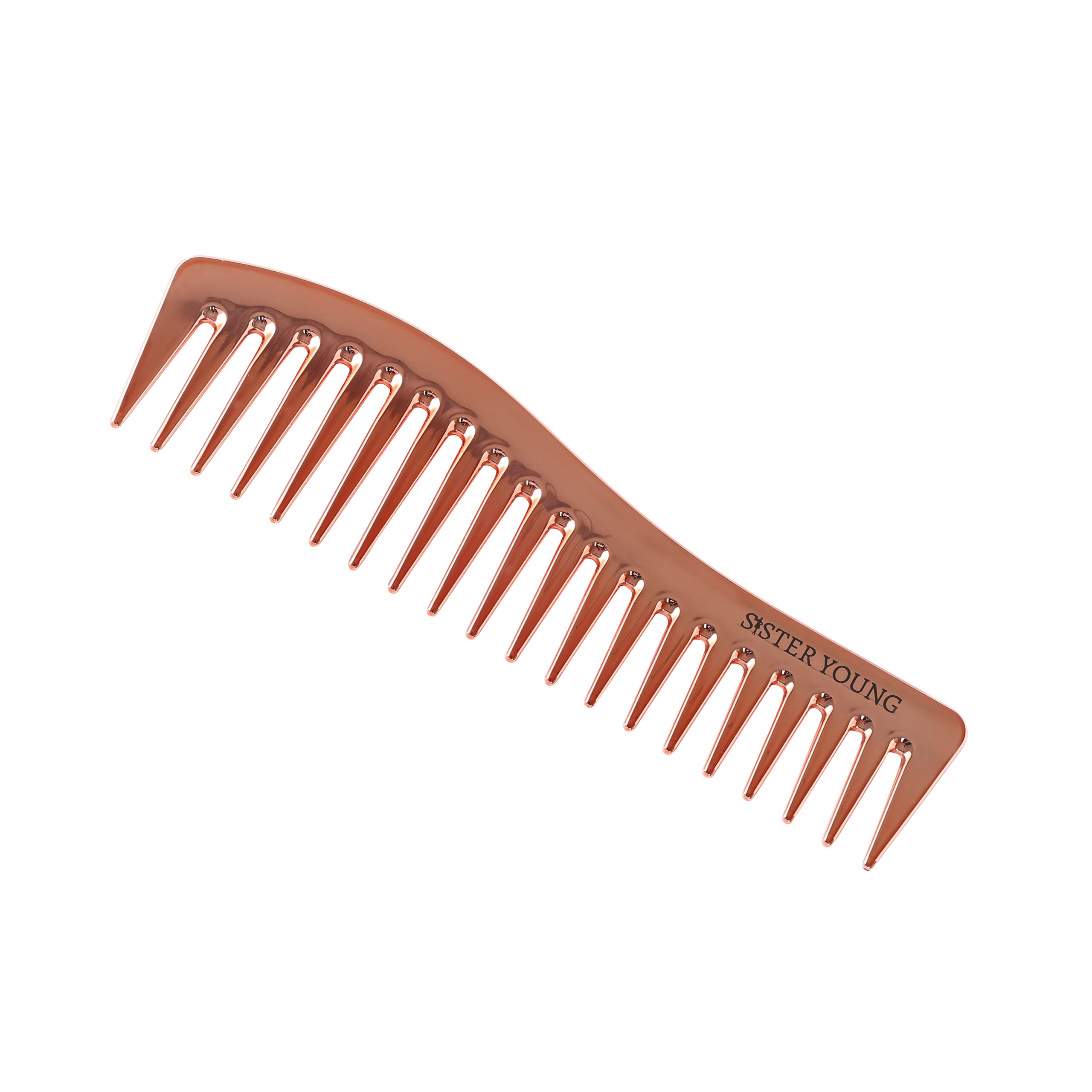 Grzebień Zuri Rose Gold Sister Young w kolorze różowego złota, z szeroko rozstawionymi zębami