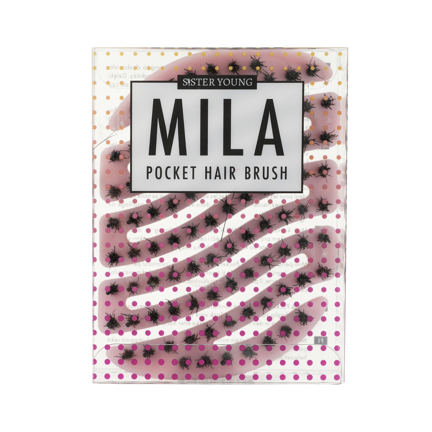Różowa mini szczotka MILA Pocket BV w opakowaniu z napisem MILA