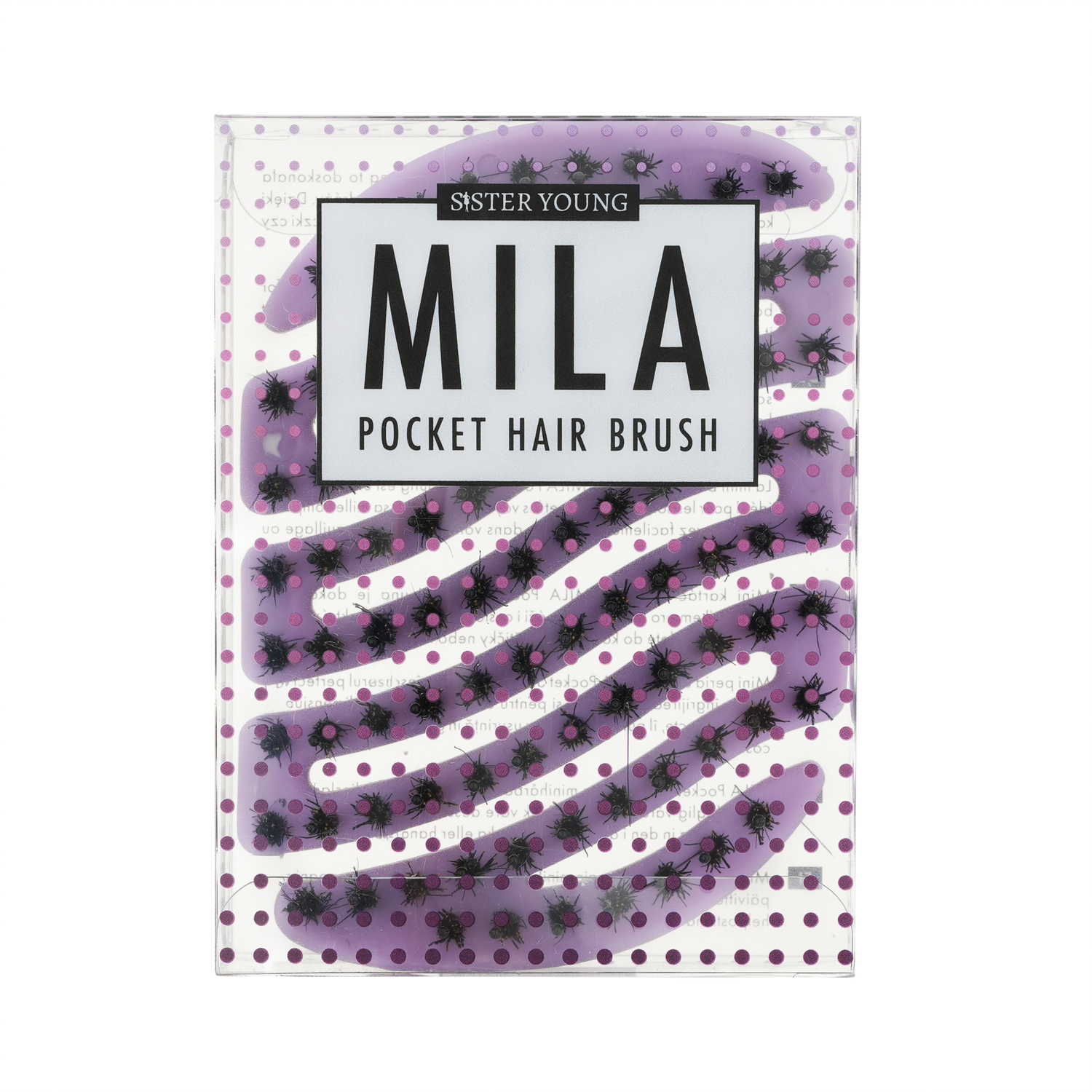 Liliowa szczotka MILA BV w opakowaniu z napisem MILA