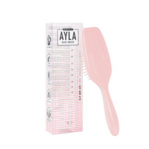Szczotka do włosów Sister Young AYLA Pastel Peach obok opakowania na białym tle.