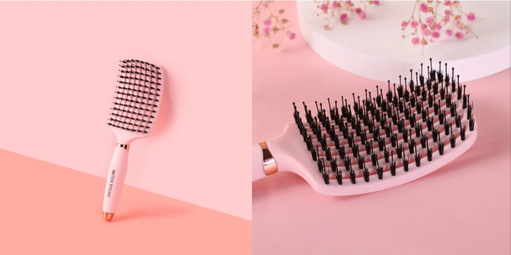 Szczotka do włosów z włosiem dzika OVIA BV PINK