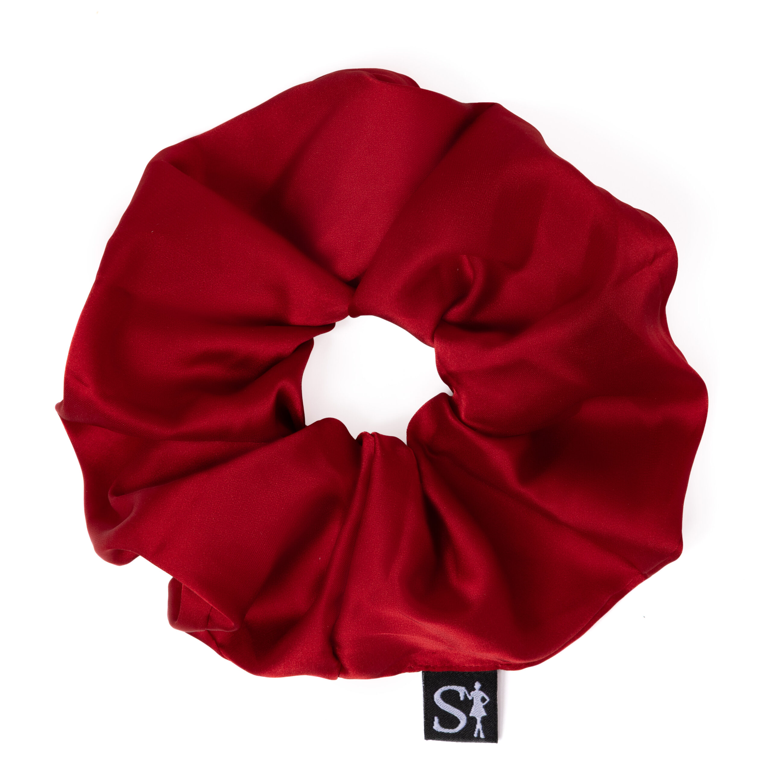 Zbliżenie czerwonej gumki do włosów Lilu Cherry Red
