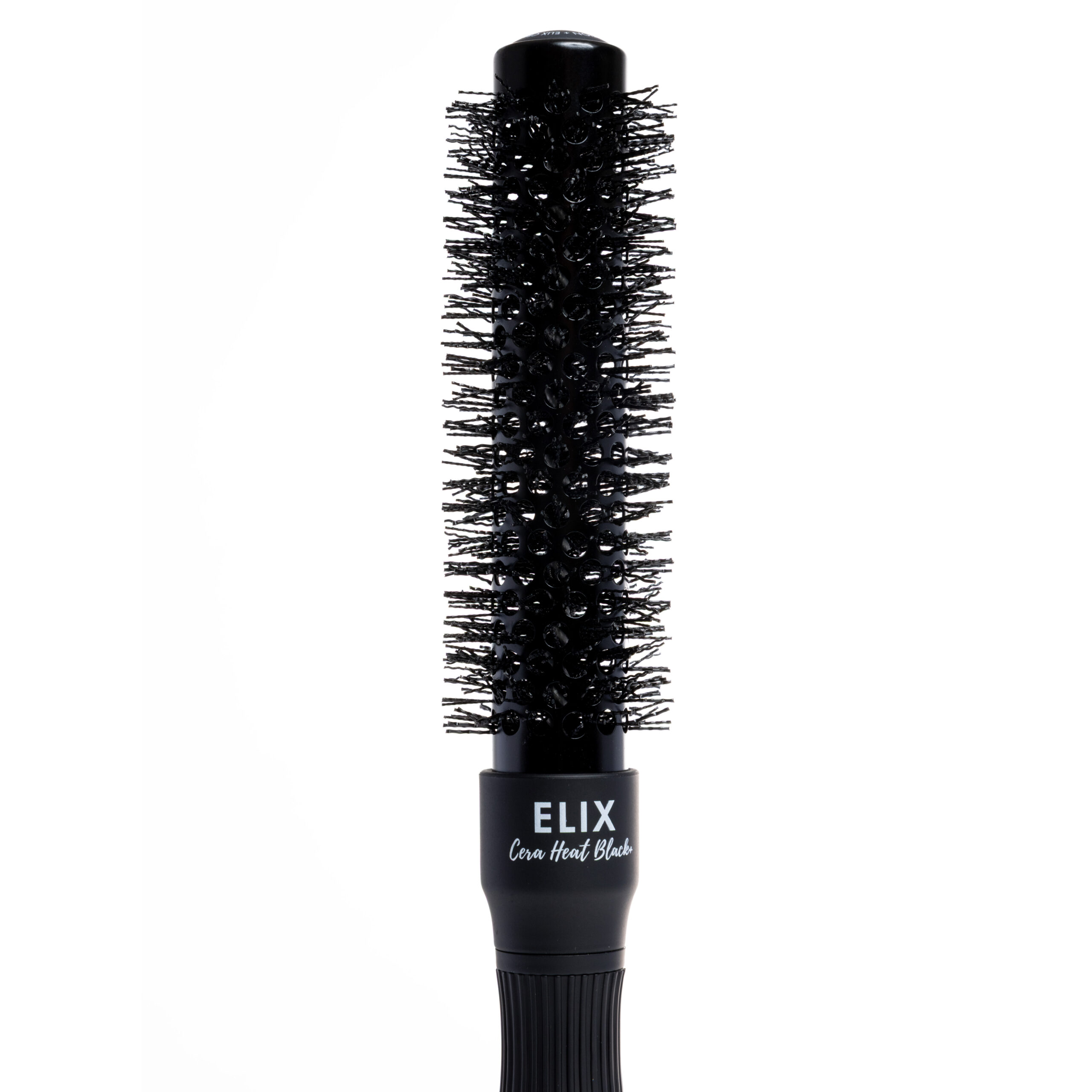 Czarna okrągła szczotka do włosów Sister Young ELIX Cera Heat Black+ 25 mm na białym tle