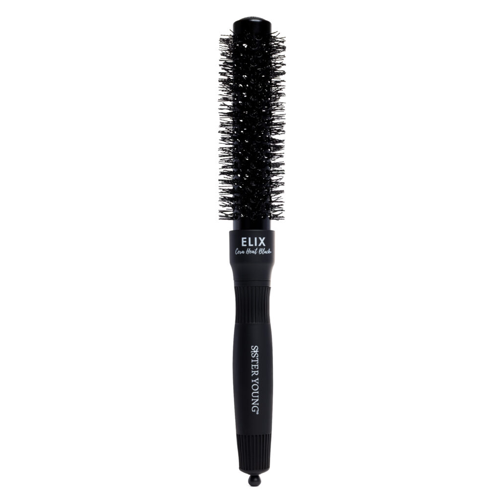 Szczotka Sister Young ELIX Cera Heat Black+ 25 mm na białym tle, z widoczną czarną rączką i włosiem