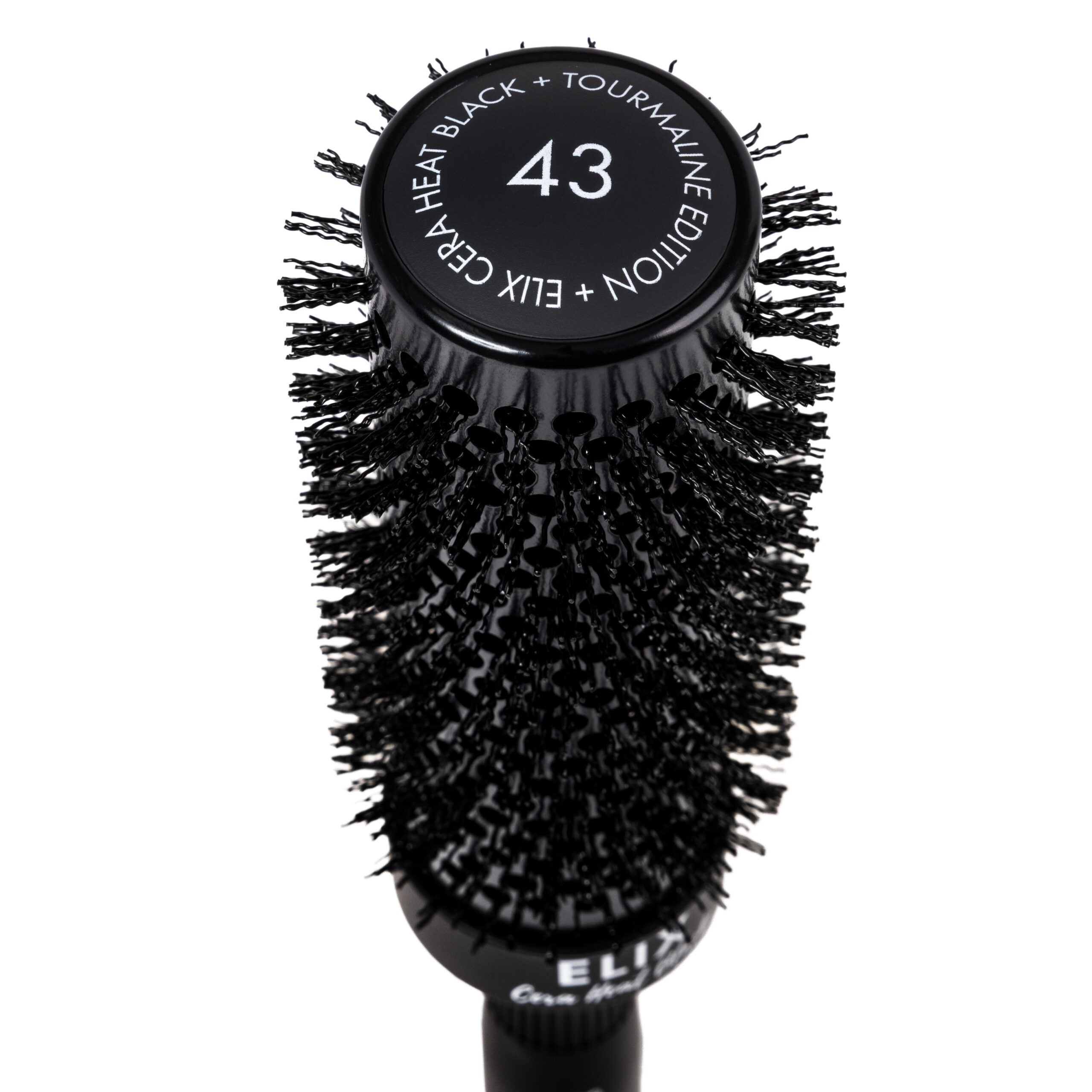 Zbliżenie główki i włosia szczotki Sister Young ELIX BLACK+ z oznaczeniem rozmiaru 43 mm