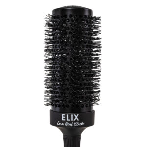 Zbliżenie główki i włosia czarnej szczotki Sister Young ELIX BLACK+ 53 mm na białym tle