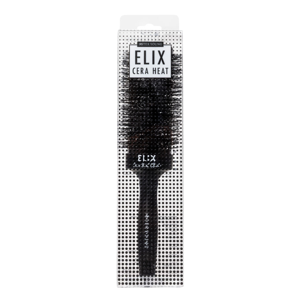 Okrągła szczotka do modelowania Sister Young ELIX BLACK+ 53 mm w opakowaniu