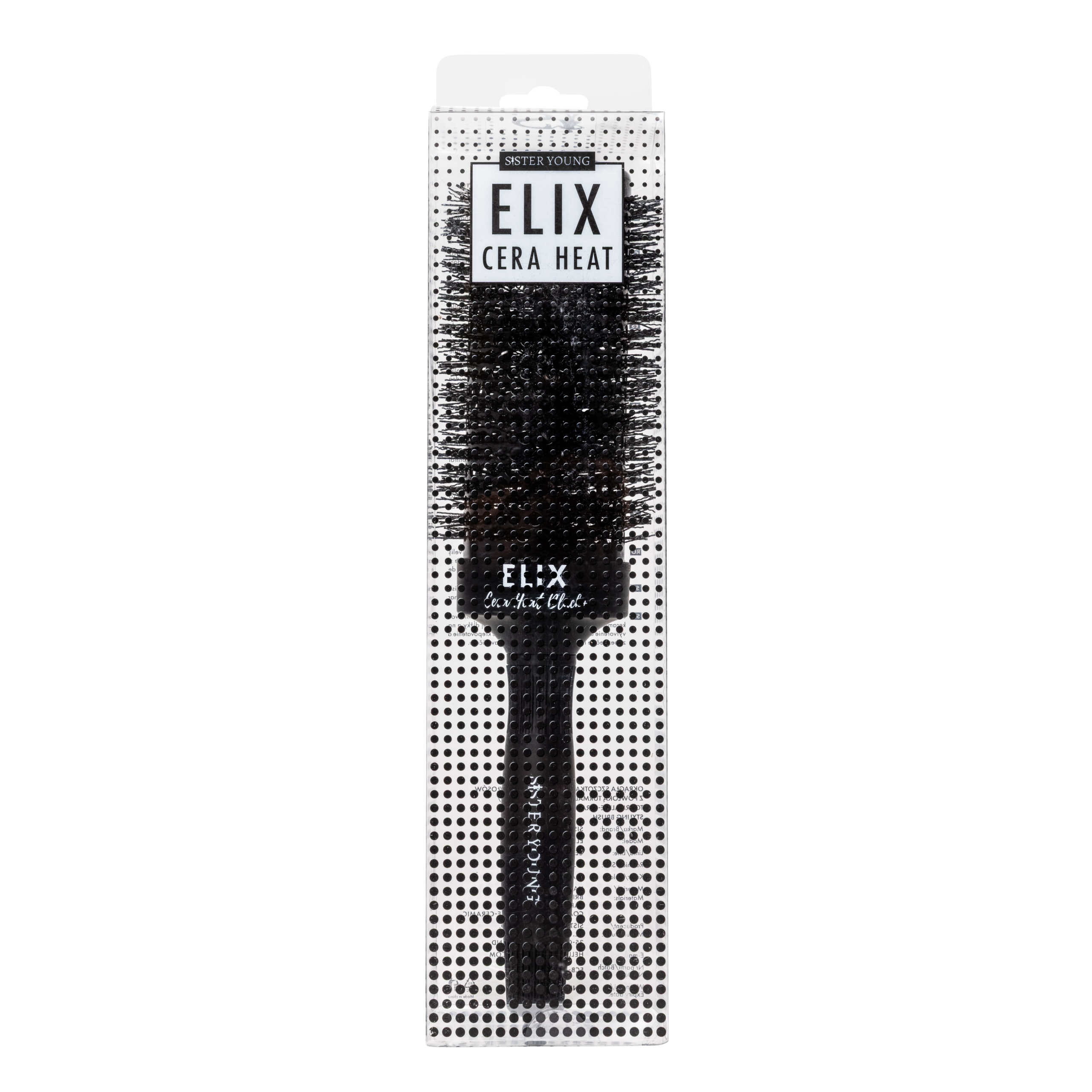 Okrągła szczotka do modelowania Sister Young ELIX BLACK+ 53 mm w opakowaniu