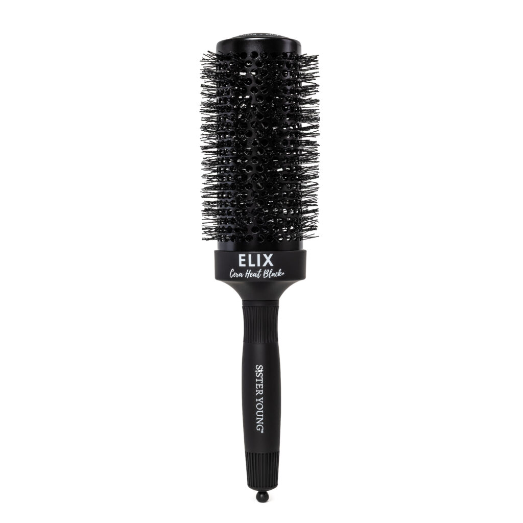 Czarna szczotka do modelowania Sister Young ELIX BLACK+ 53 mm – widok całej szczotki na białym tle
