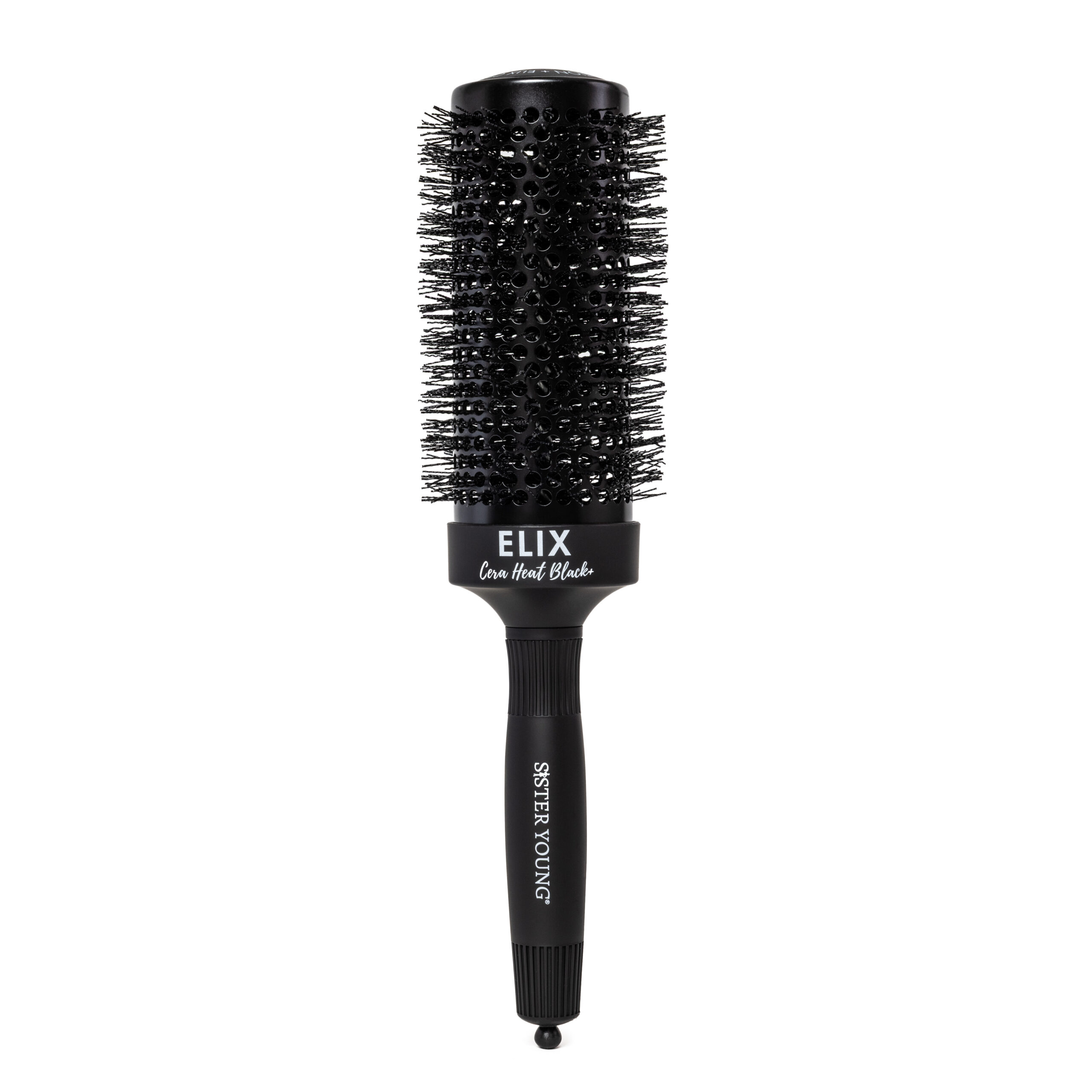 Czarna szczotka do modelowania Sister Young ELIX BLACK+ 53 mm – widok całej szczotki na białym tle