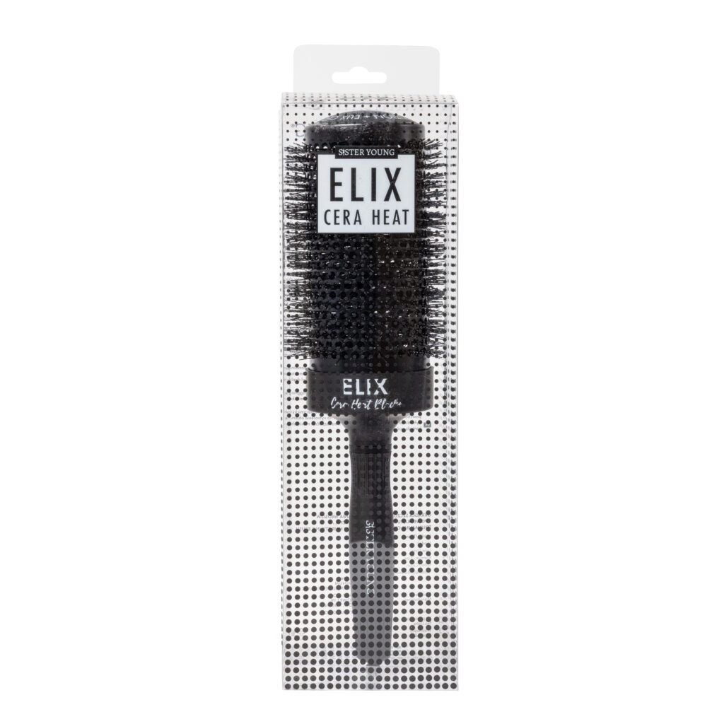 Okrągła szczotka do modelowania Sister Young ELIX BLACK+ 65 mm w opakowaniu