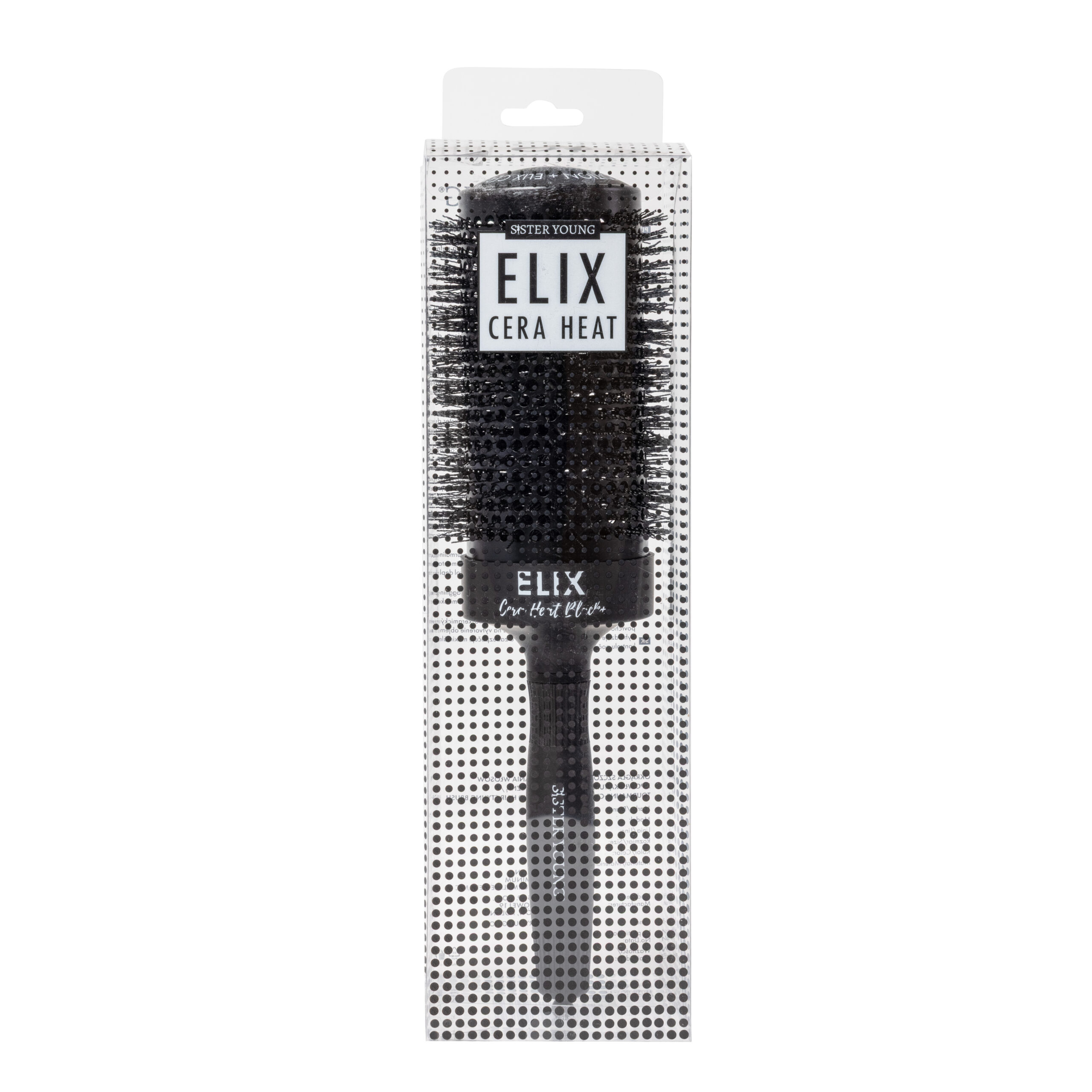 Okrągła szczotka do modelowania Sister Young ELIX BLACK+ 65 mm w opakowaniu