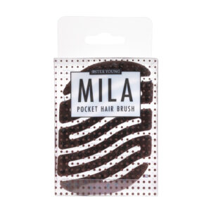 Mini szczotka do włosów Sister Young MILA Chocolate Coffee w opakowaniu, na białym tle.